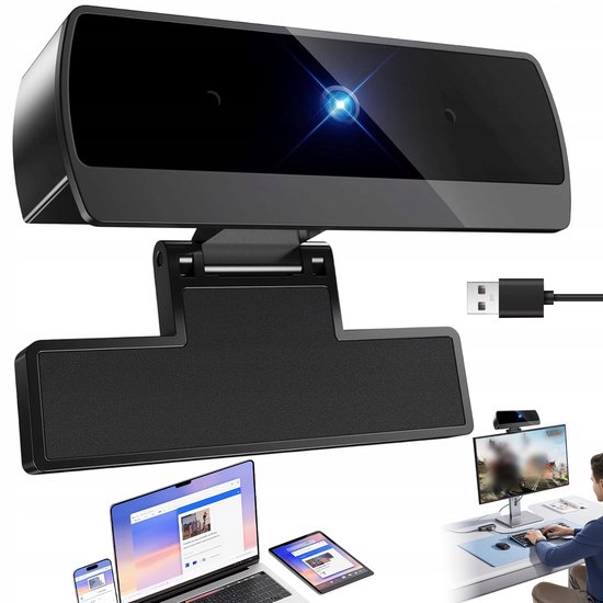PC Webcam - Webcam - 1080P - Automatische Dimfunctie - Ingebouwde Microfoon & Ruisonderdrukking - USB Plug & Play - Voor Vergaderingen & Livestream