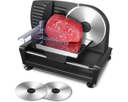 TIM® Pro Kitchen Snijmachine – Verschillende Diktes – RVS Snijblad – Vleessnijmachine voor Thuis – Broodsnijmachine – Snijmachine Allessnijder – Vleeswarensnijmachine - Zwart - 45cm x 25cm x 25cm