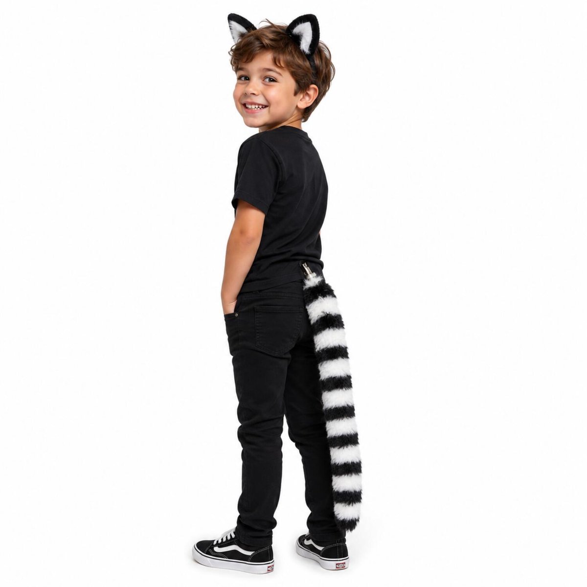 Ravensden Carnaval verkleed dierenpak - Pluche ringstaart maki staart - 50 cm