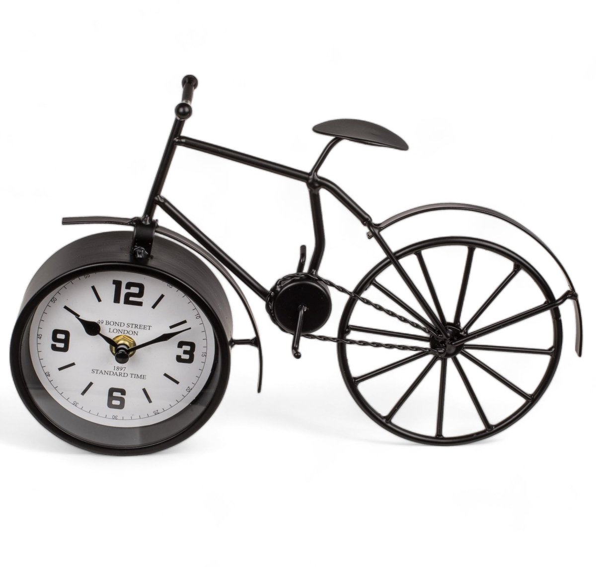 Dailygoods - Dailygoody - Retro fiets-tafelklok - Uniek design - Zwart - Vintage charme - Ideaal voor liefhebbers van retro stijl - Perfect voor elke kamer