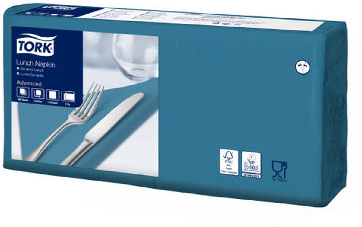 Tork 477845 lunchservet advanced blauwgroen 33x33 cm 2-laags 2000 stuks (477845)