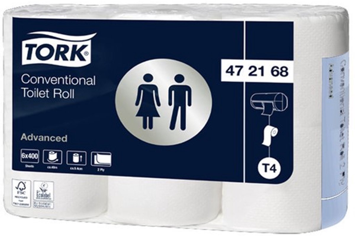 Tork - Toiletpapier t4 advanced 2laags wit 472168