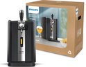 Philips PerfectDraft thuistap naast de productverpakking, met een glas bier erop.