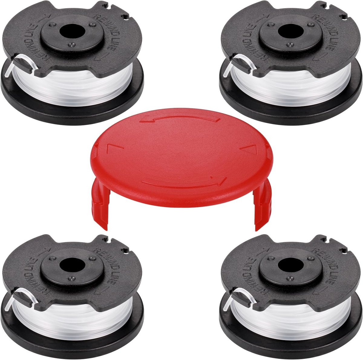 Dailygoods - Dailygoody - Nylon Reservedraadspoel - Grastrimmerdraad - Duurzaam materiaal - Zwart - Compatibel met accu-grastrimmers - 4 stuks - Geschikt voor GE-C