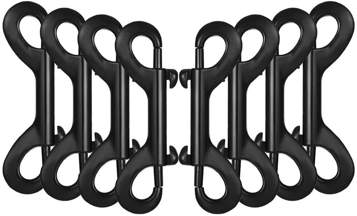 Dailygoods - Dubbele eindbout Snap Haken - Heavy Duty Kreeft Sluiting - Zwart - Roestvrij staal - Stevige bevestiging - Voor diverse toepassingen - 4