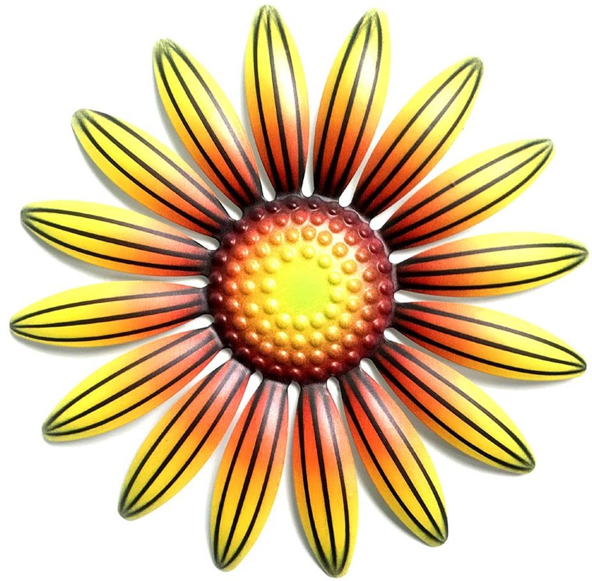 Dailygoods - 11 Inch Metalen Zonnebloem Muurdecor voor Binnen en Buiten