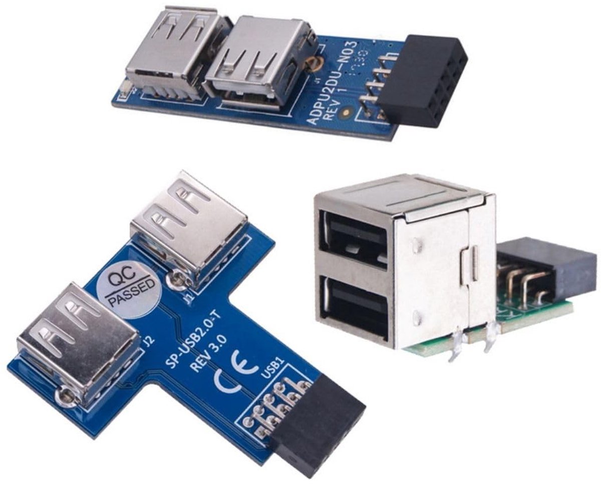 Dailygoods - 3 Stuks USB 2.0 Type A Converter Adapters voor Moederbord