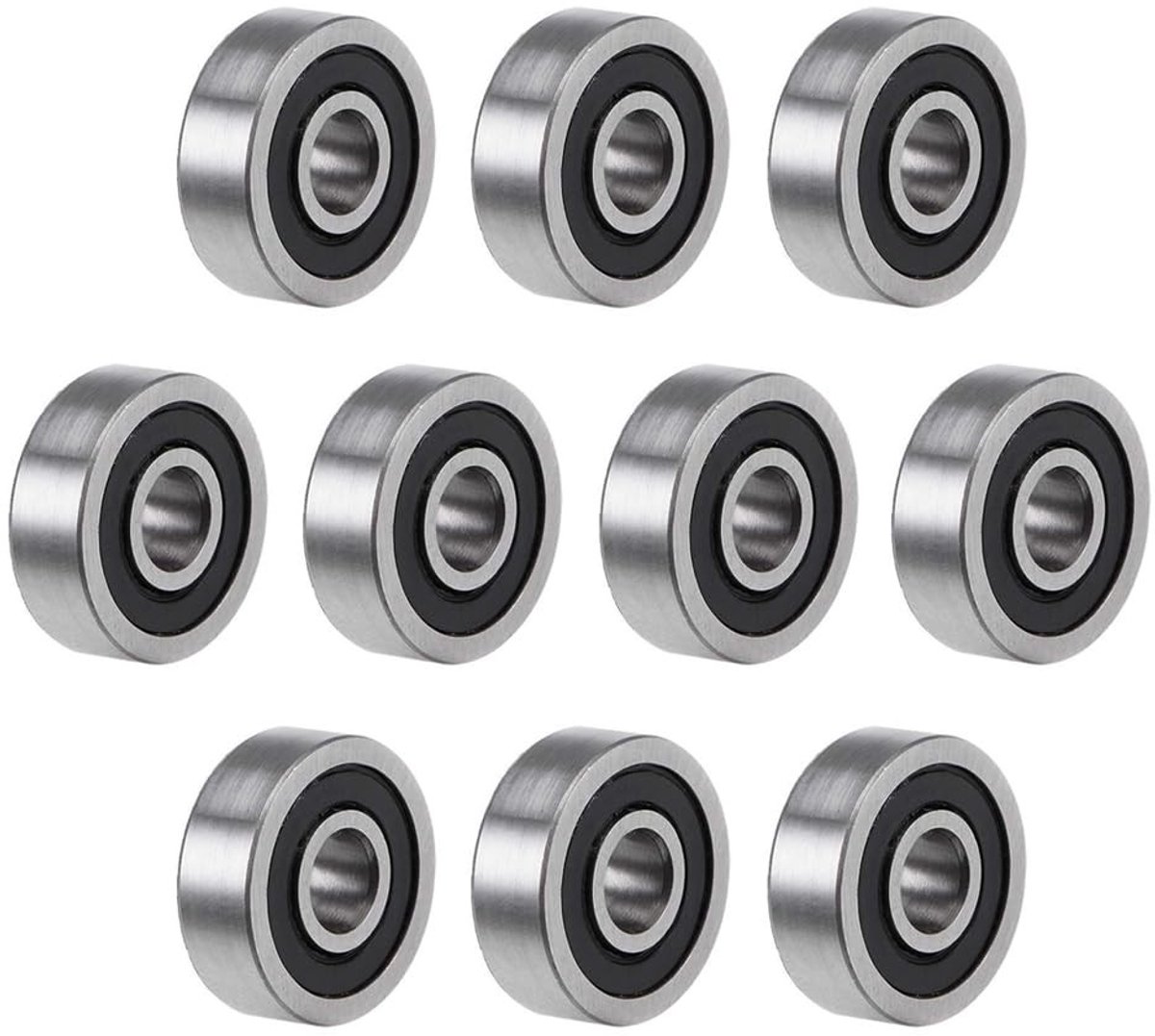 Dailygoods - Groefkogellagers met Dubbelzijdige Afdichting, 10 Stuks 7x19x6 mm