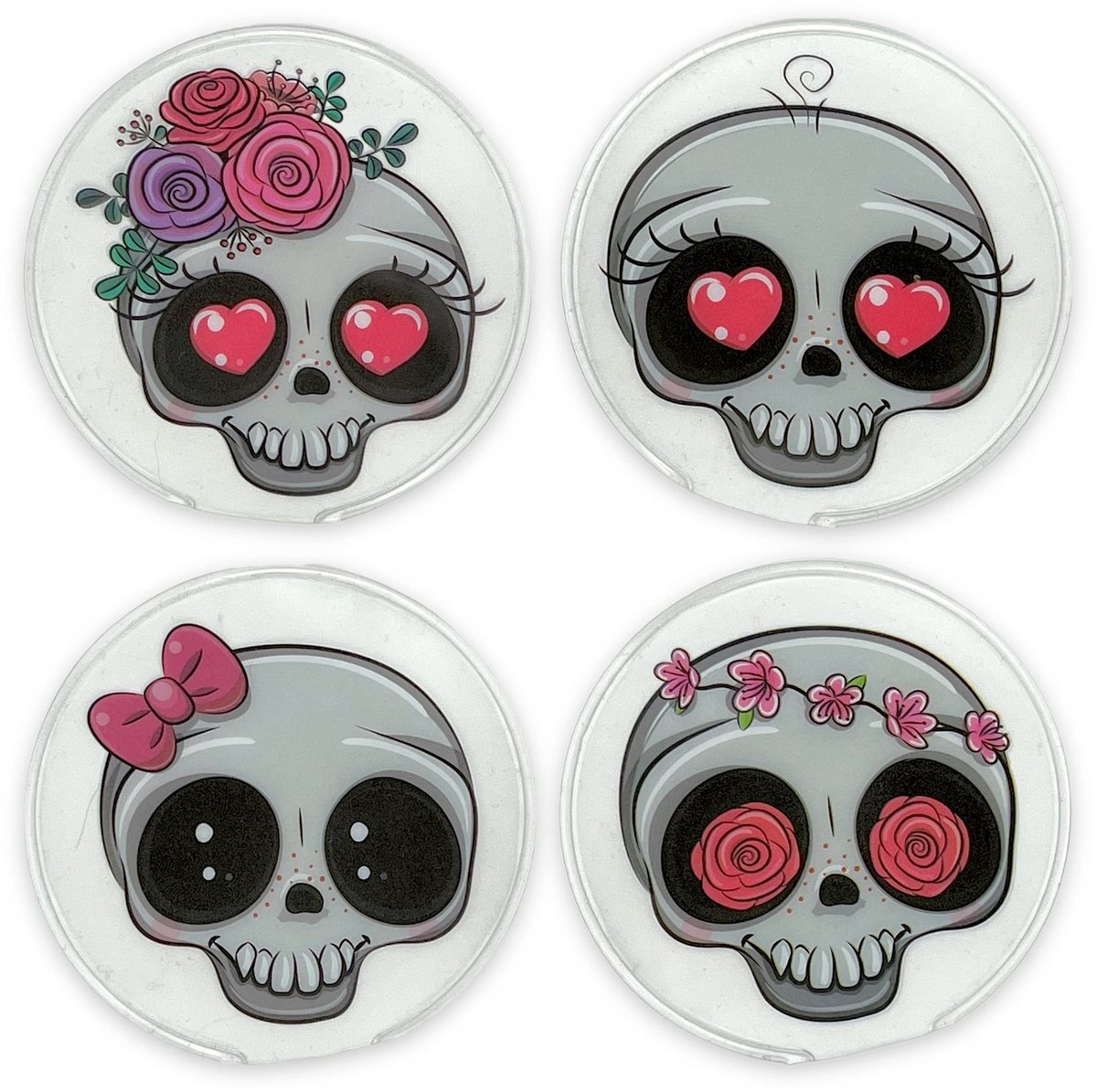 Dailygoods - Dailygoody - Handwarmers - Vingerwarmers - Herbruikbaar - Set van 4 - Goth Girly Skulls - Warmte voor koude handen - Uniseks