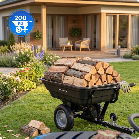 HW-ABS-TRAILER Tuinwagen voor zitmaaier en quad - 200 L - 200 kg Compatibel met de HEXWELT HW-TR-452 tuintractor — afbeelding 5