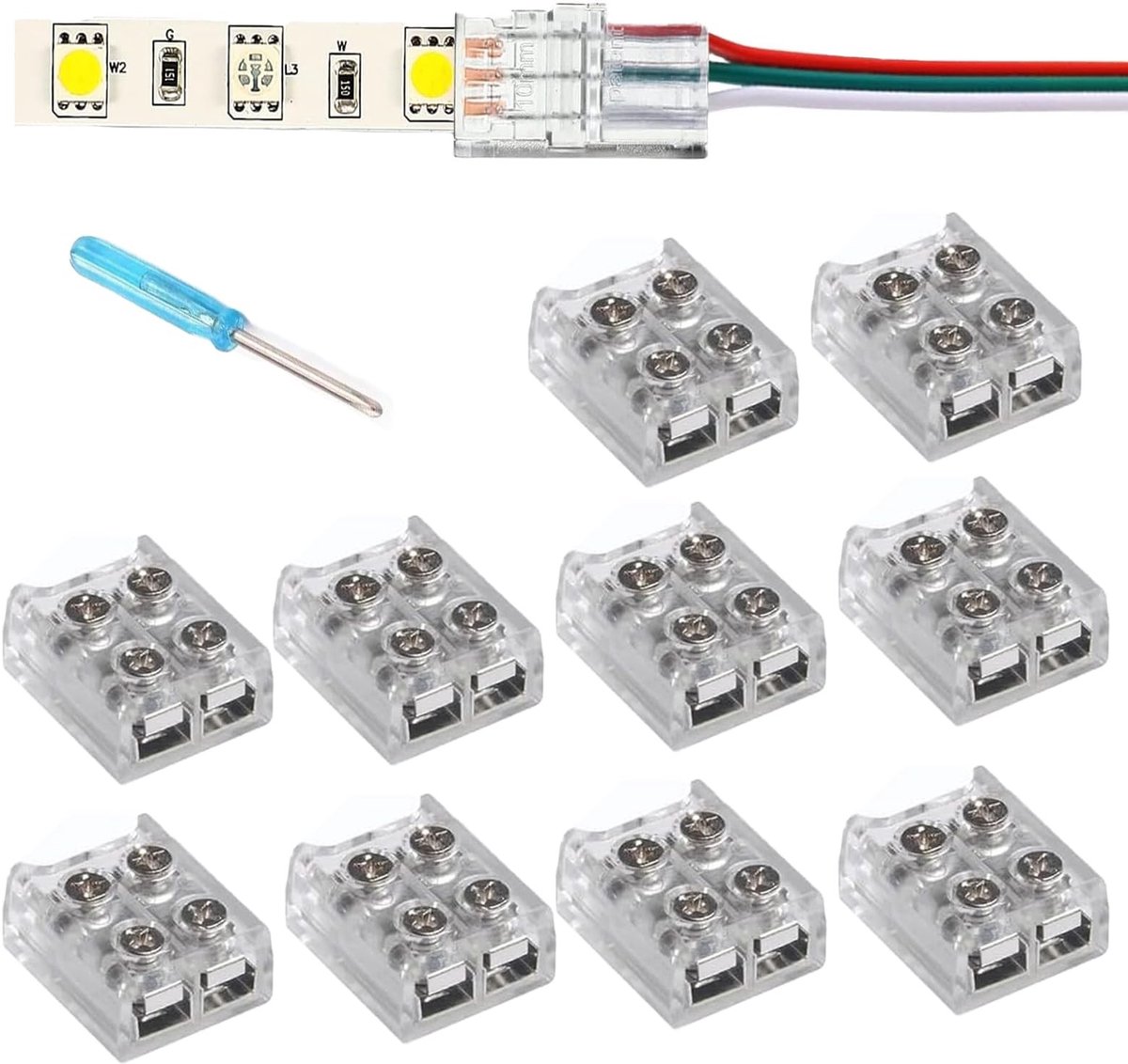 Dailygoods - 10 Pakketten LED-Strips naar Draadconnector met Schroevendraaier