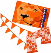 Holland vlag 100x70 cm + Hollandia Sjaal + 20 meter oranje vlaggenlijn - WK 2026 voetbal Nederlands Elftal versiering