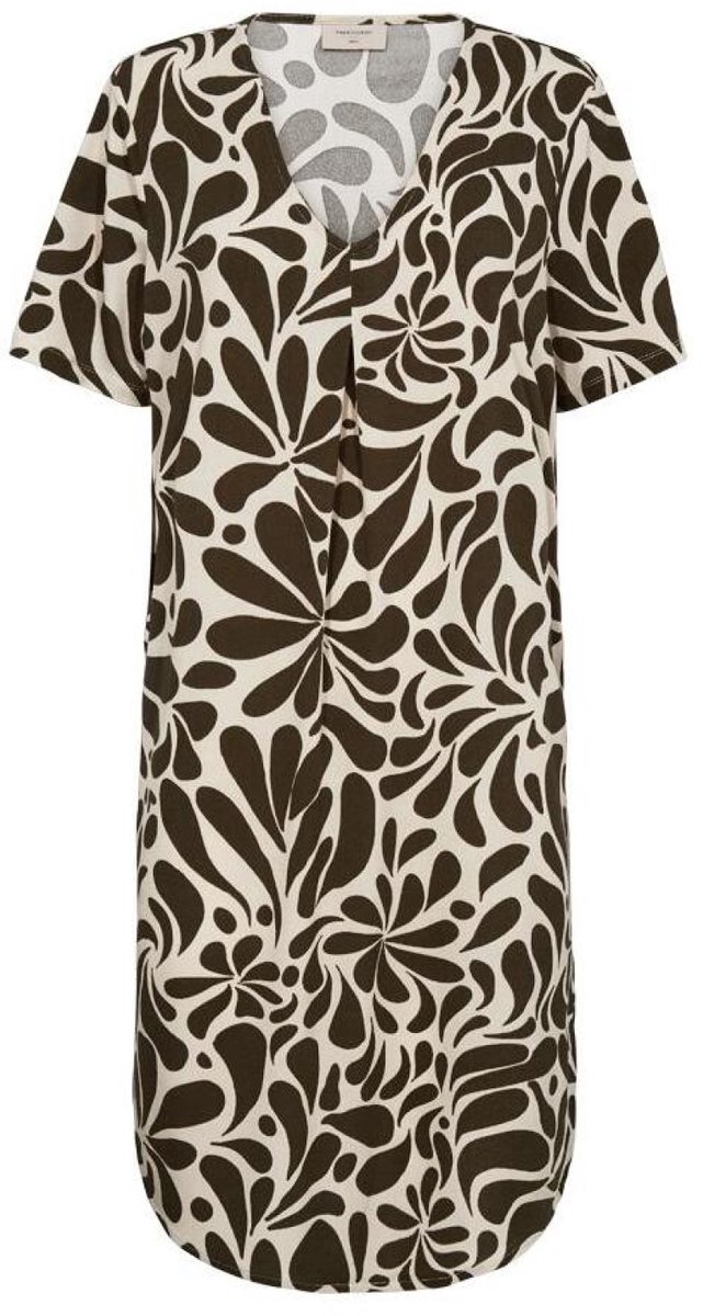 Freequent Jurk Fqfloi Dress 207677 Moonbeam W. Coffee Bean Dames Maat - S