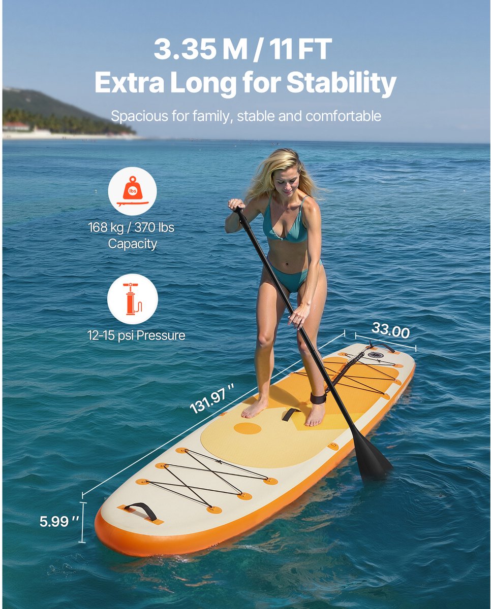 Opblaasbaar Stand Up Paddle Board 3,35m Sup Board met peddelset – foto 5