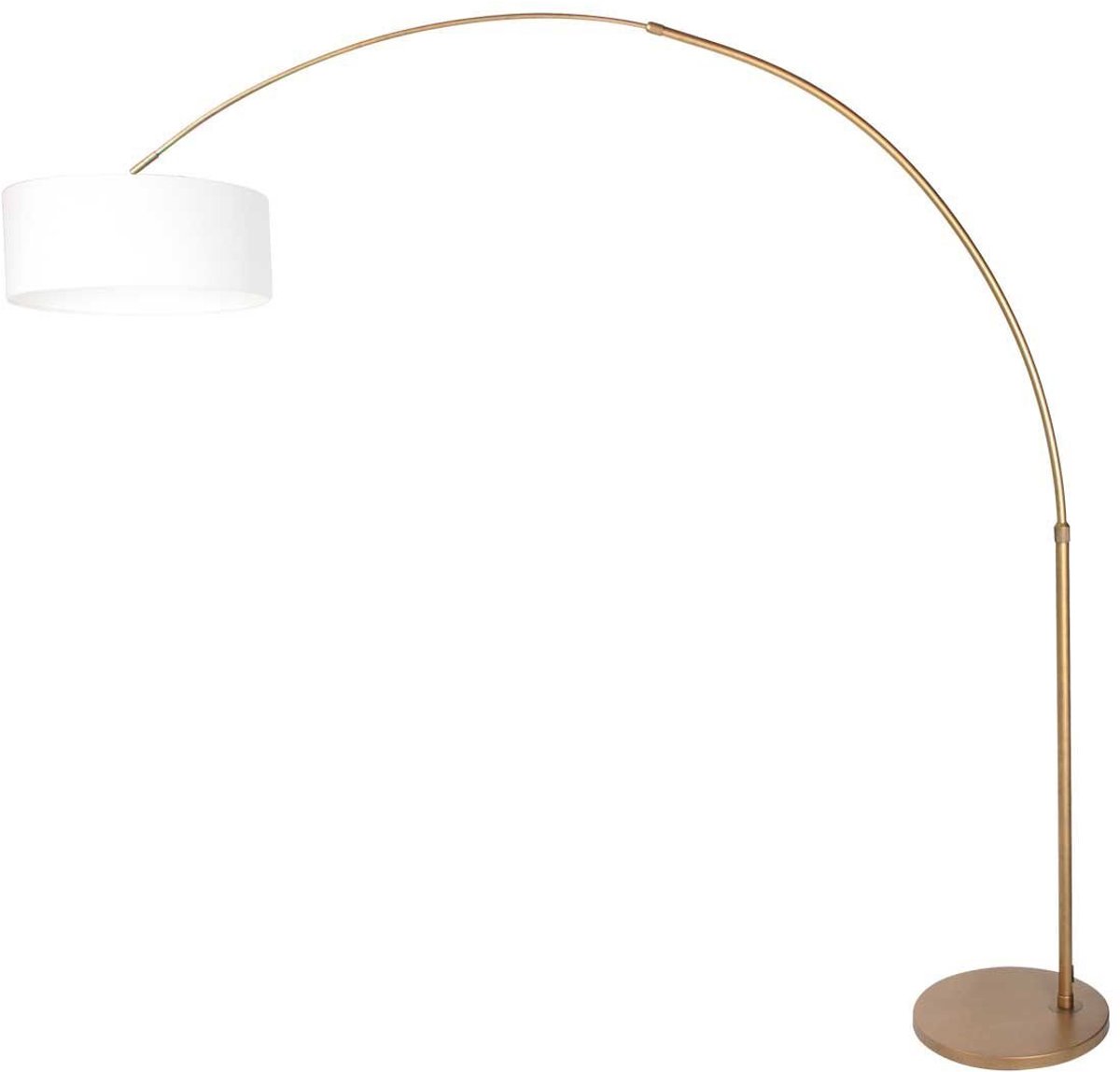 Booglamp Sparkled Light 4904BR brons met grijs linnen kap, hoogte 210-240 cm, verstelbaar en kantelbaar, Steinhauer