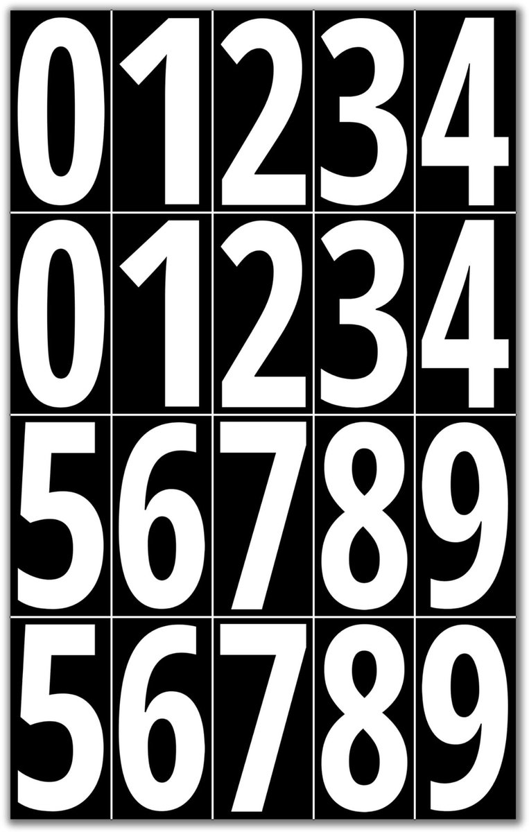 Dailygoods - Dailygoody - Nummerstickers - Zelfklevende Etiketten - Waterdicht - Witte Cijfers - Perfect voor Binnen en Buiten - 400 Stuks
