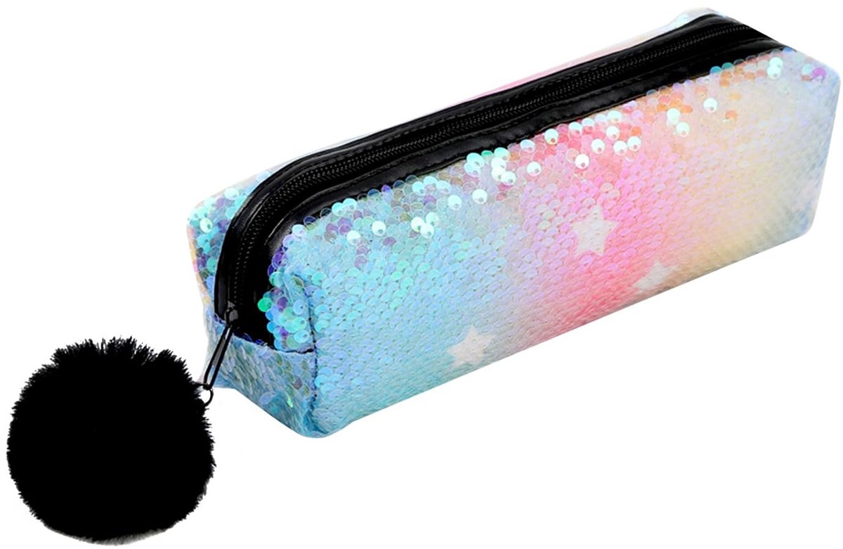 Dailygoods - Glitteretui met Kwastje voor Cosmetica en Schrijfwaren, 21 x 6 x 7 cm