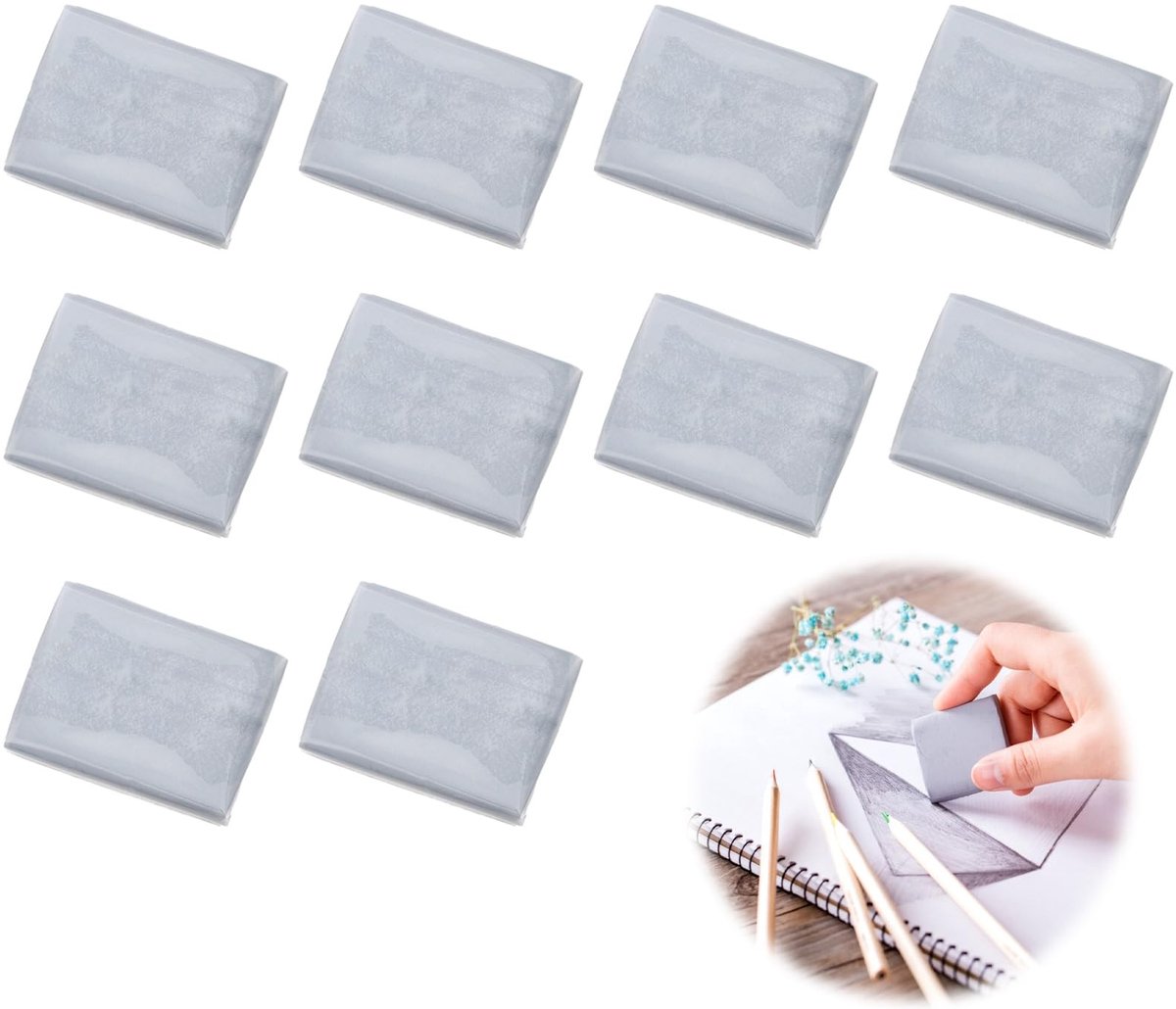 Dailygoods - Dailygoody - Zacht Schetsstopverf - Kneedbare Gummen - Hoogwaardige kwaliteit - Grijs - Geschikt voor kunstenaars - Perfect voor schilderen en schetse