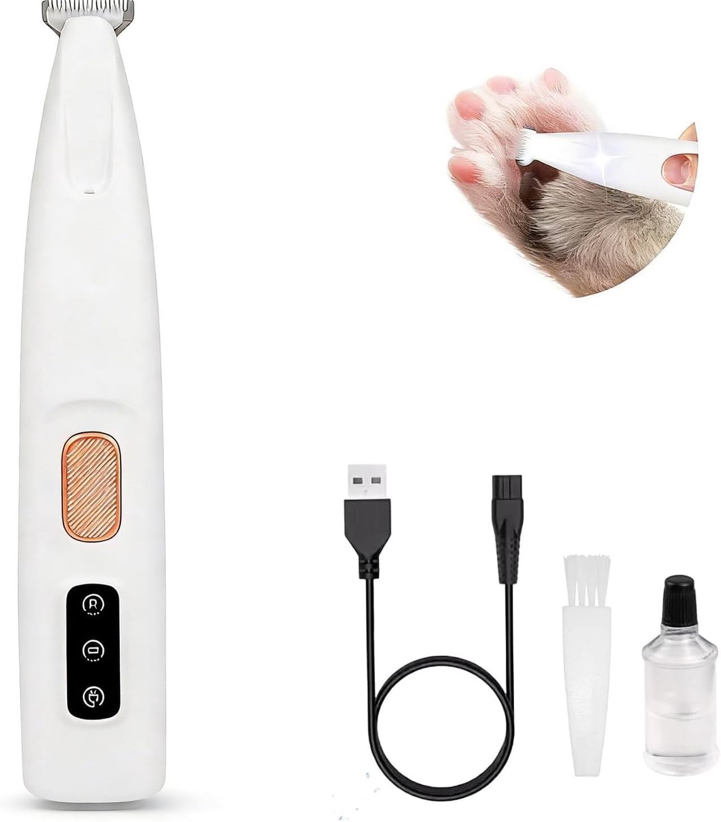 OLOEY Hondenpoottrimmer voor verzorging-hondentondeuse met LED-licht-waterdichte oplaadbare poottrimmer voor honden-draadloos huisdierscheerapparaat-geluidsarm hondenscheerapparaat voor katten en