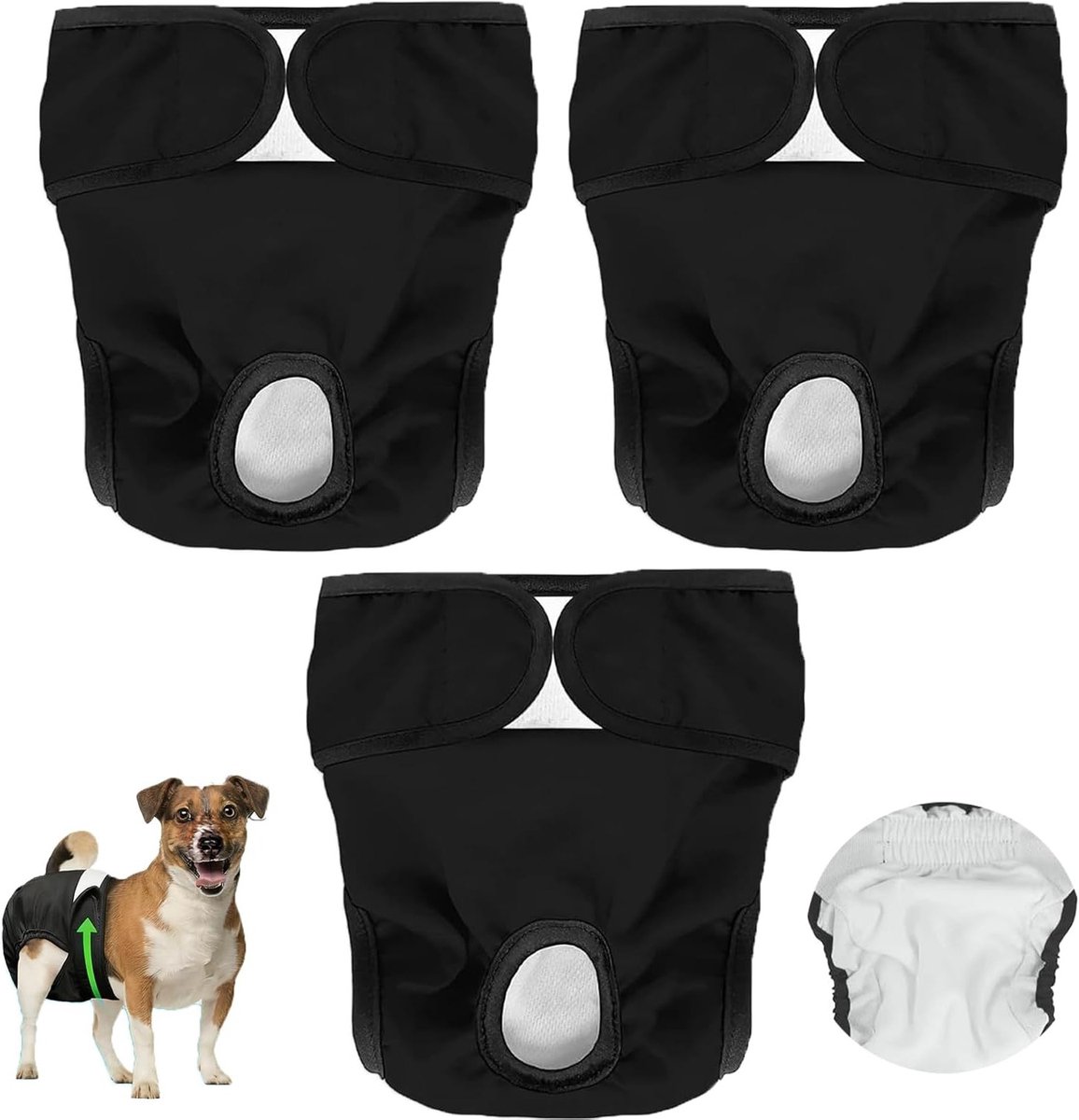 Set van 3 Wasbare Hondenluier voor Vrouwelijke Honden en Katten - Verstelbare, Absorberende en Eco-vriendelijke Incontinentie Onderbroeken