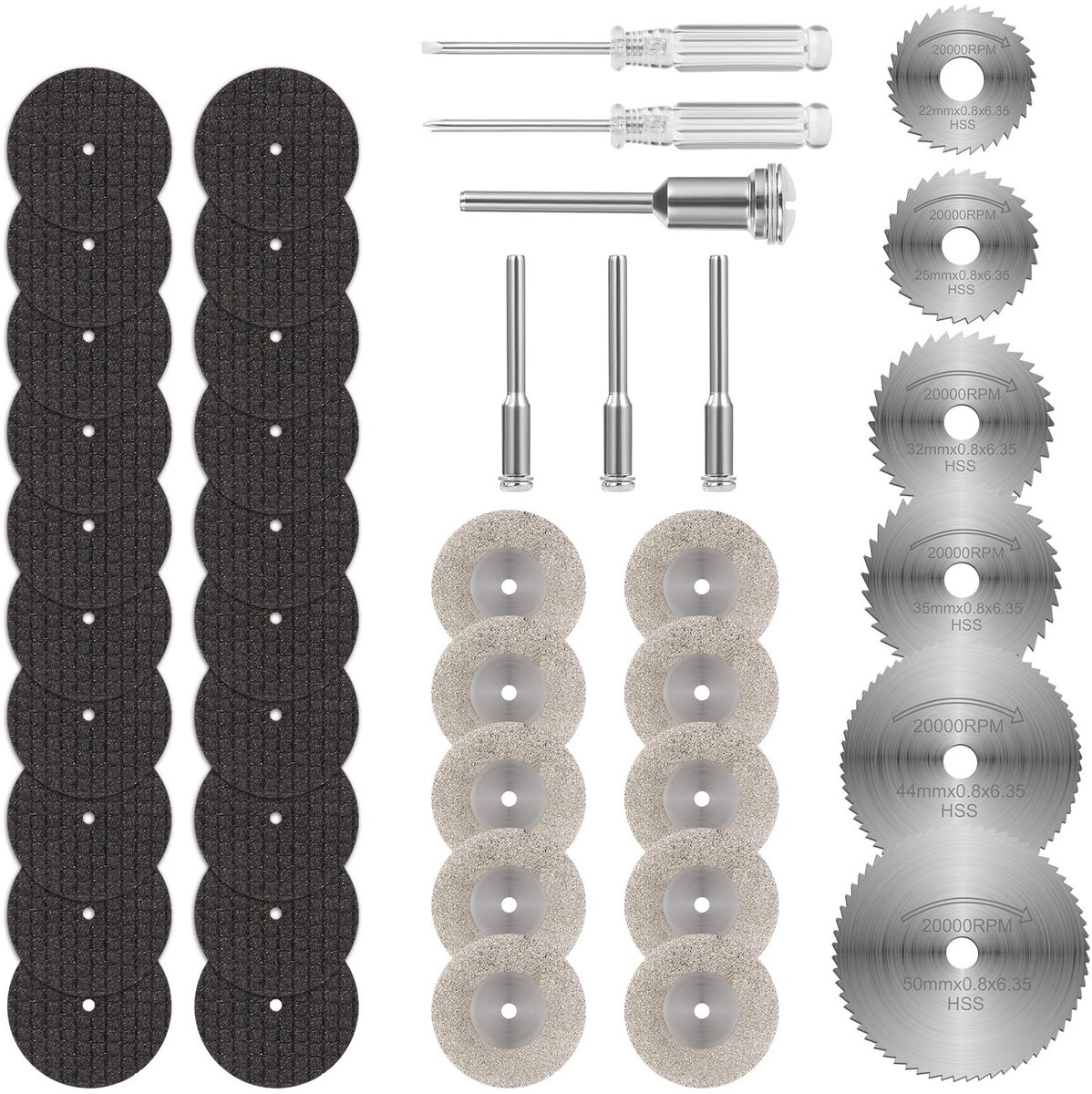Dailygoods - Dailygoody - Scheidingsblad - Cirkelzaagbladen - Combinatieset met boorkoppen - 36 stuks - HSS-cirkelzaagbladen - Geschikt voor hout en metaal - Mini