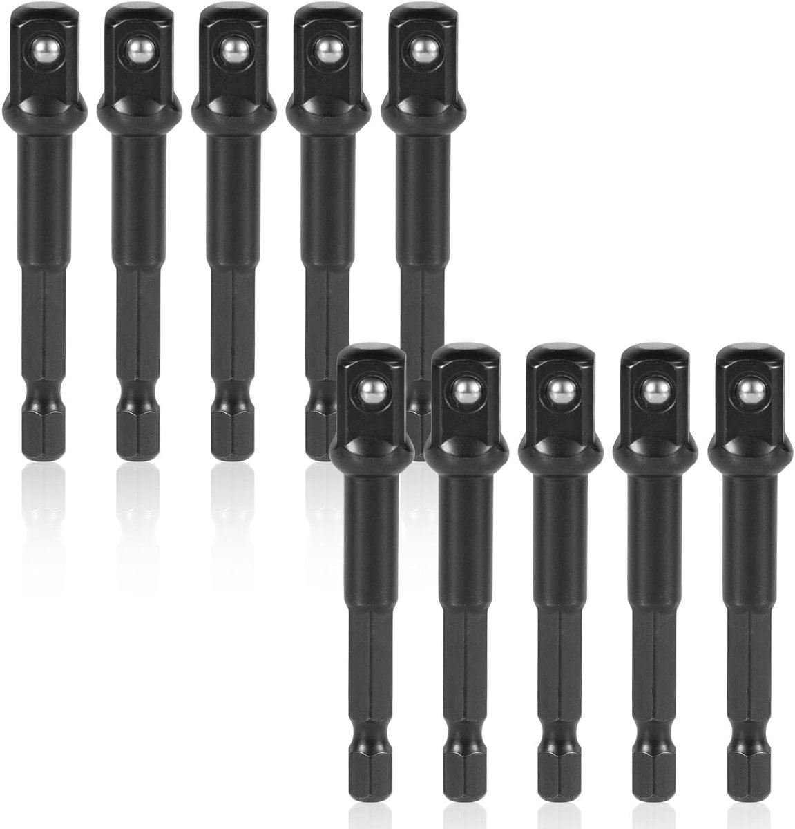 Dailygoods - Dailygoody - Impact Adapters - 10-delige set - Chrome Vanadium Staal - 3/8 Inch - Voor Gereedschap - Stevige constructie - Professioneel gebruik - Zwa