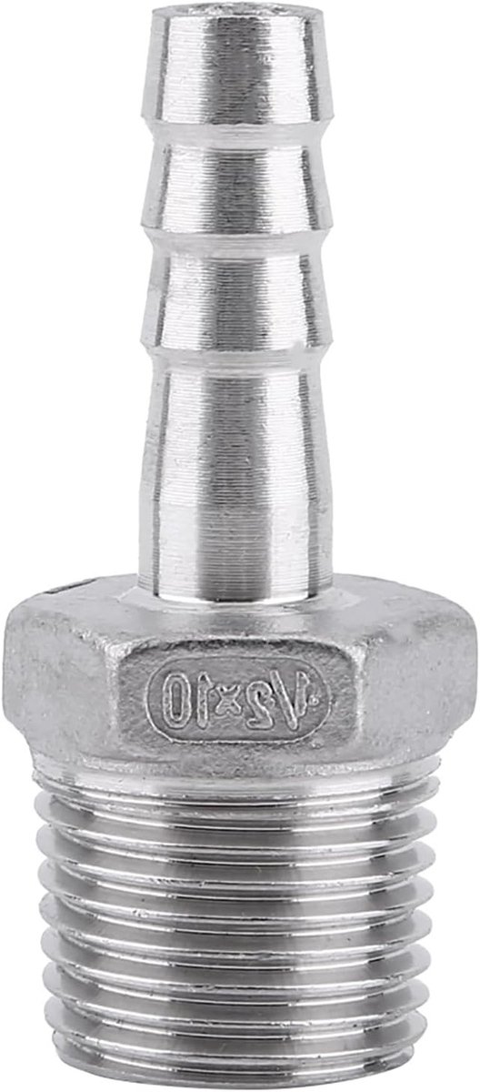 Hoge kwaliteit RVS slangconnector voor 1/8" tot 3/4" slangen, geschikt voor water, lucht en gas toepassingen
