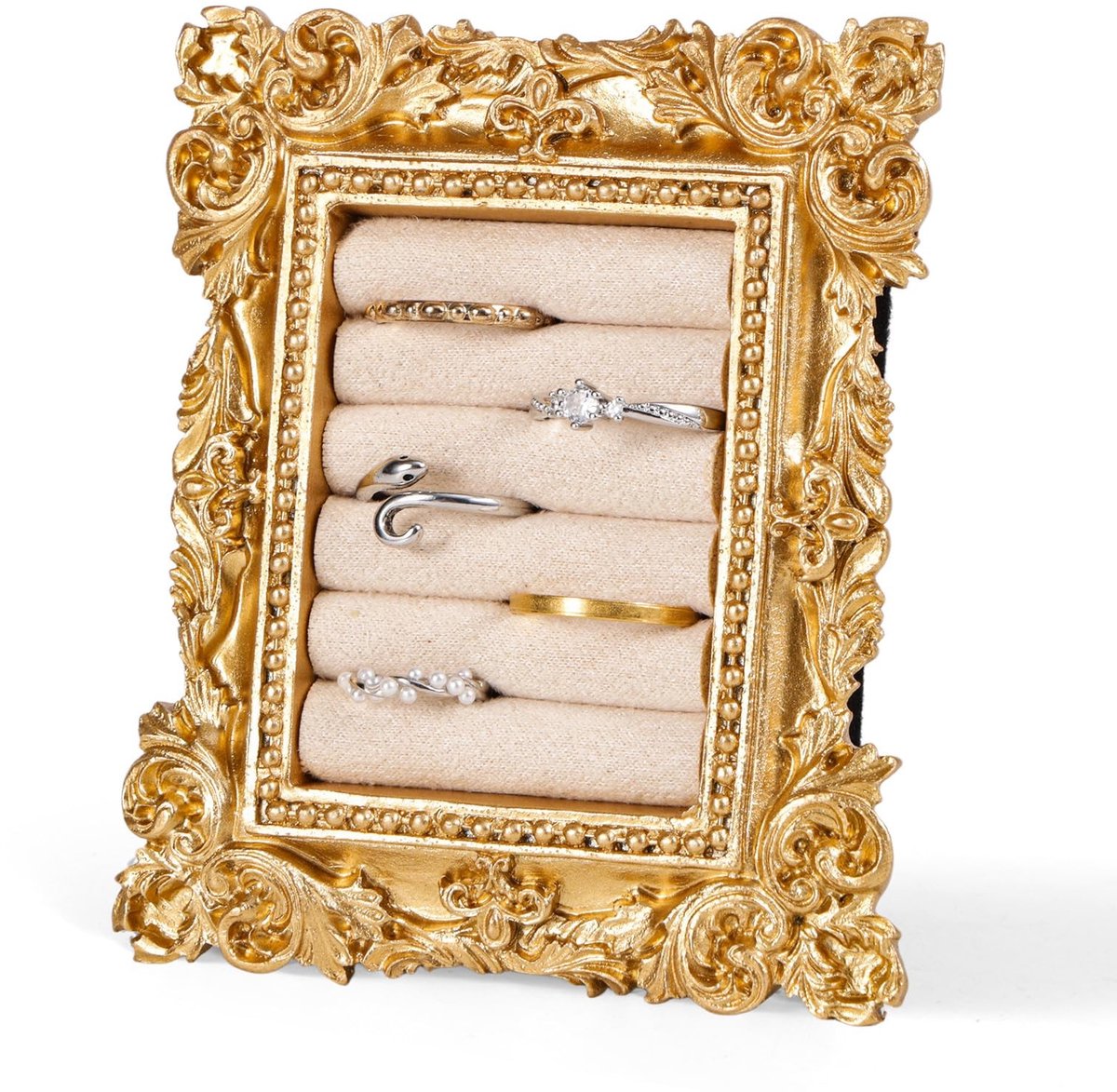 Dailygoods - Dailygoody - Vintage Ringhouder - Baroque Sieraden Organizer in Crème Wit