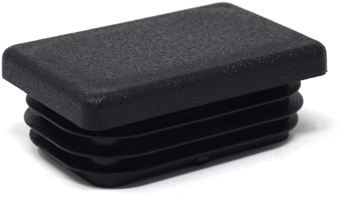 Dailygoods - Dailygoody - Vierkante buisstoppen - Lamellenstoppen 60x40 mm - Zwart - Polyethyleen - Voor meubels - Geschikt voor hardhout, laminaat, tegels