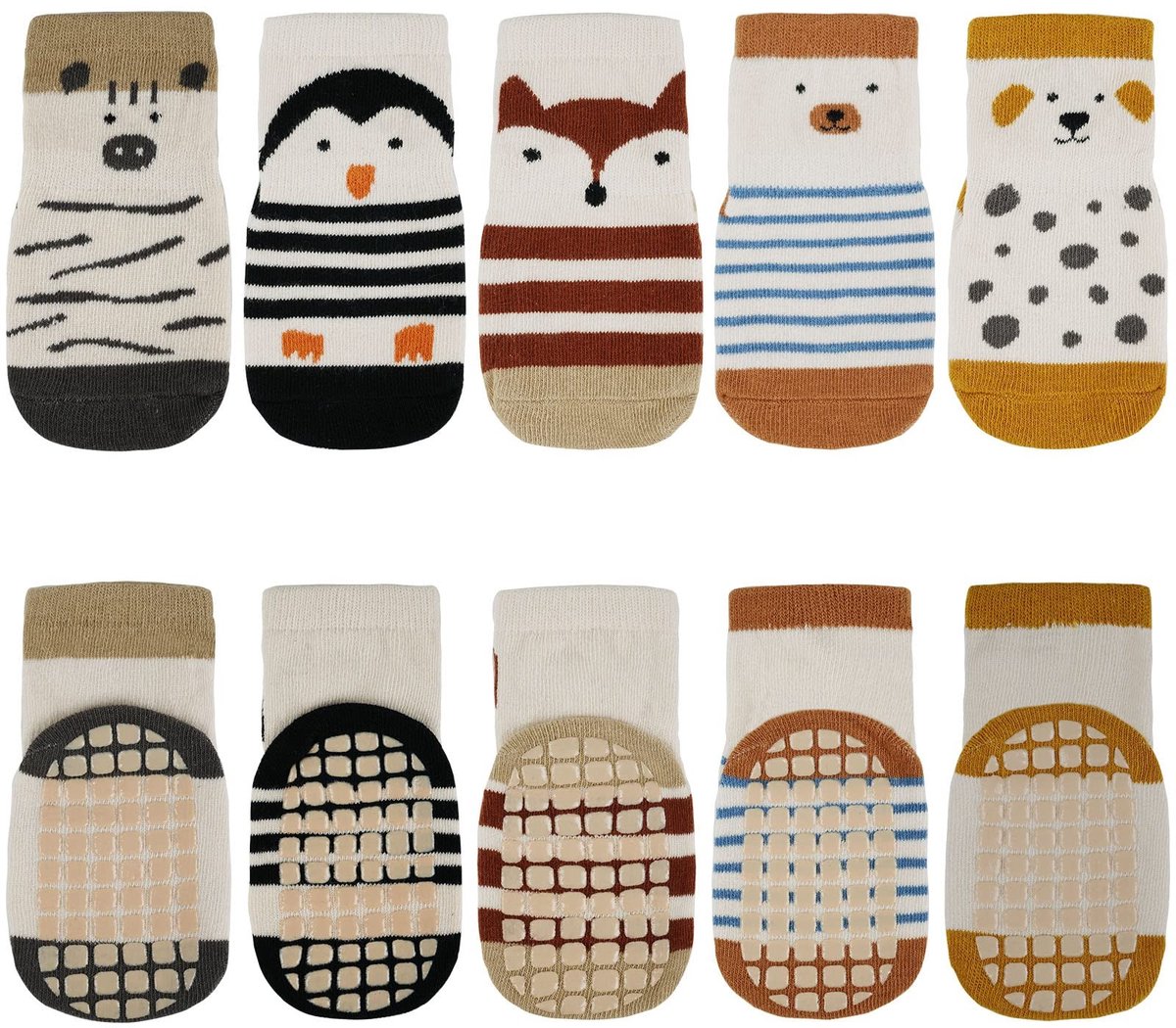 Dailygoods - Dailygoody - Antislip babysokken - Katoenen peutersokken - Comfortabel en warm - 5 paar - Geschikt voor baby's en kinderen - Modieus en schattig