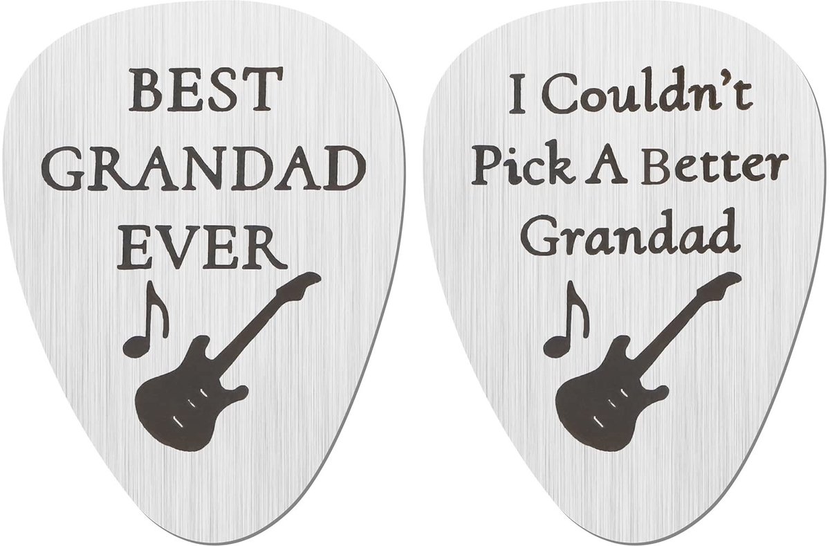 Dailygoods - Dailygoody - Gitaar Picks - Plectrums voor Opa en Oma - Zilver - Roestvrij Staal - 2 Stuks Gitaar Plectrums - Geschikt voor Gitaar en Bas