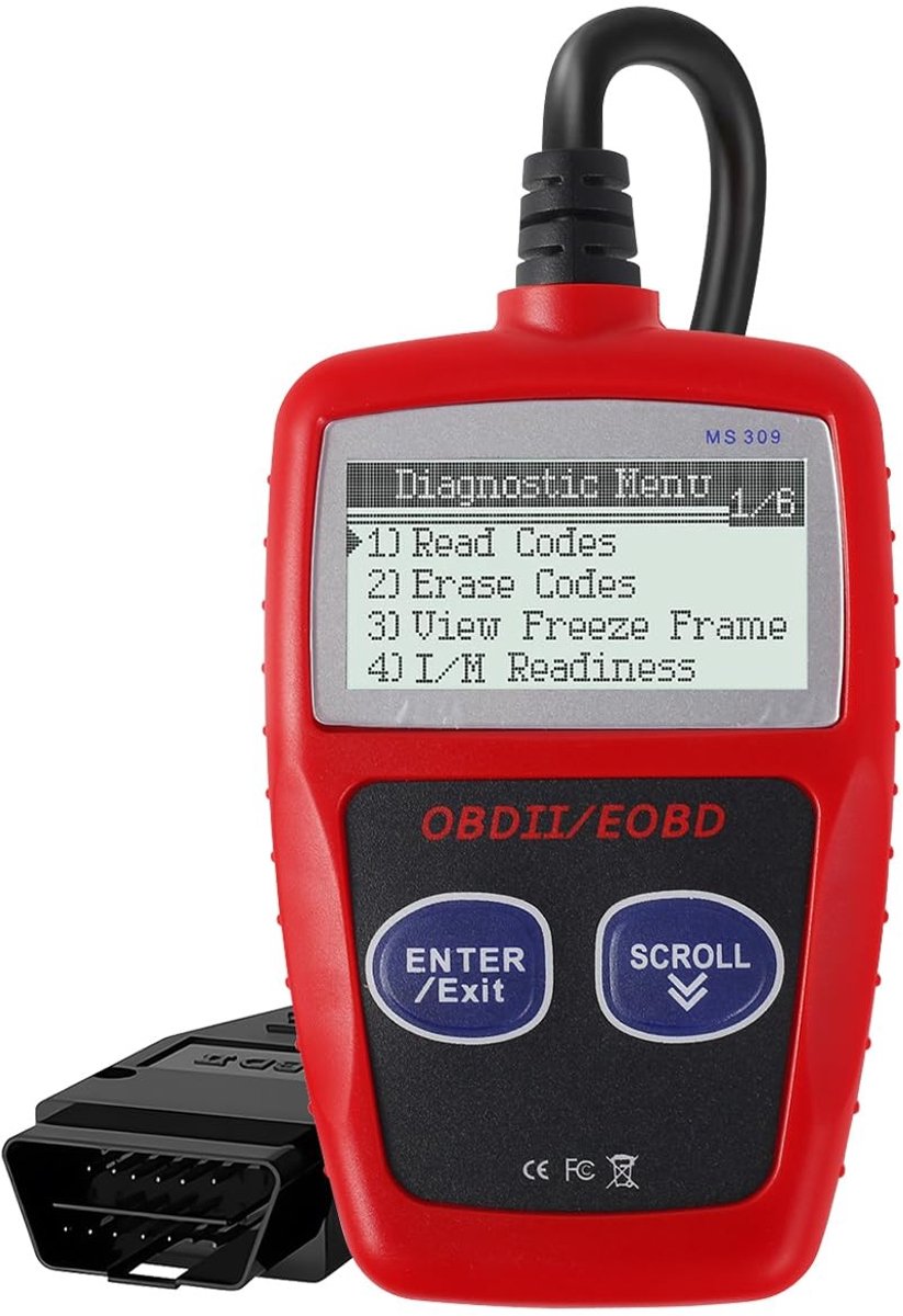 Dailygoods - Dailygoody - OBD2 Autodiagnose - Motorfoutcodelezer - Diagnosetool voor voertuigen - Rood en zwart - OBD-II Scanner - Geschikt voor benzinevoertuigen ...