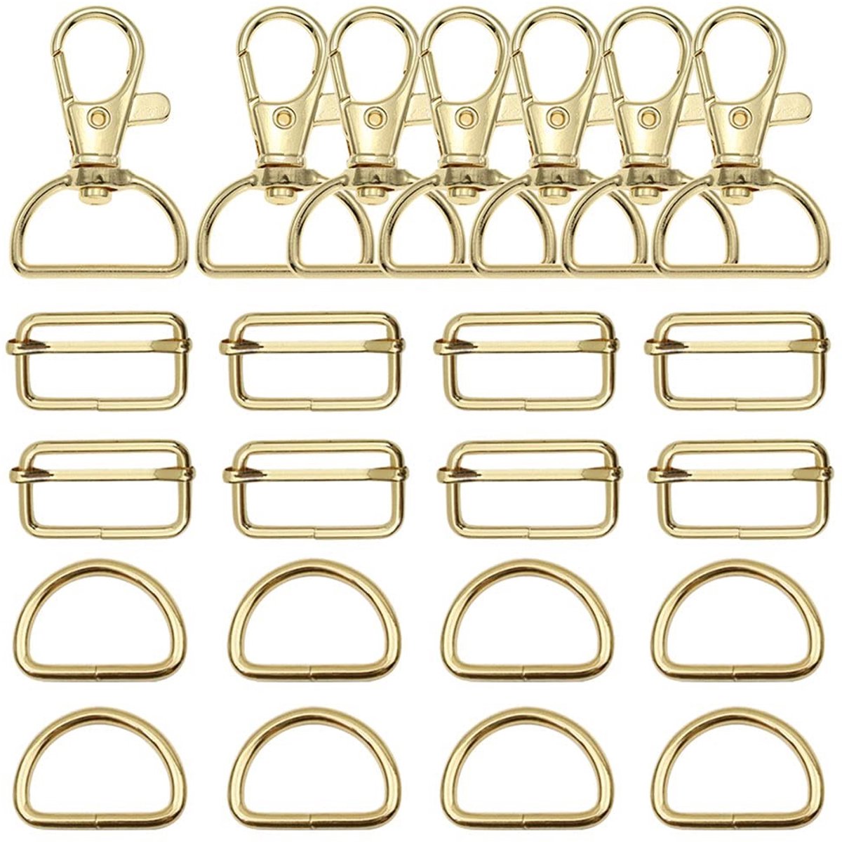 Dailygoody - Karabijnhaken - Tas-accessoires - Draaibare variant - Goud - D-ringen - Ideaal voor doe-het-zelf projecten - 36 stuks