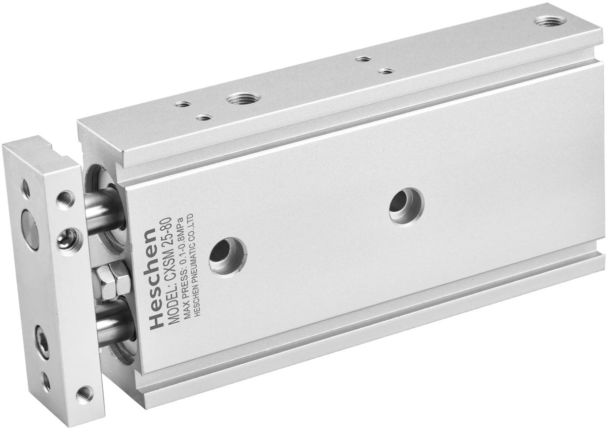 Dailygoody - Dual Aluminium Luchtcilinder - Pneumatisch Systeem - 25mm Bore - Dubbele Handhaving - Geleide Glijbaan - 80mm Stroke - Aluminium