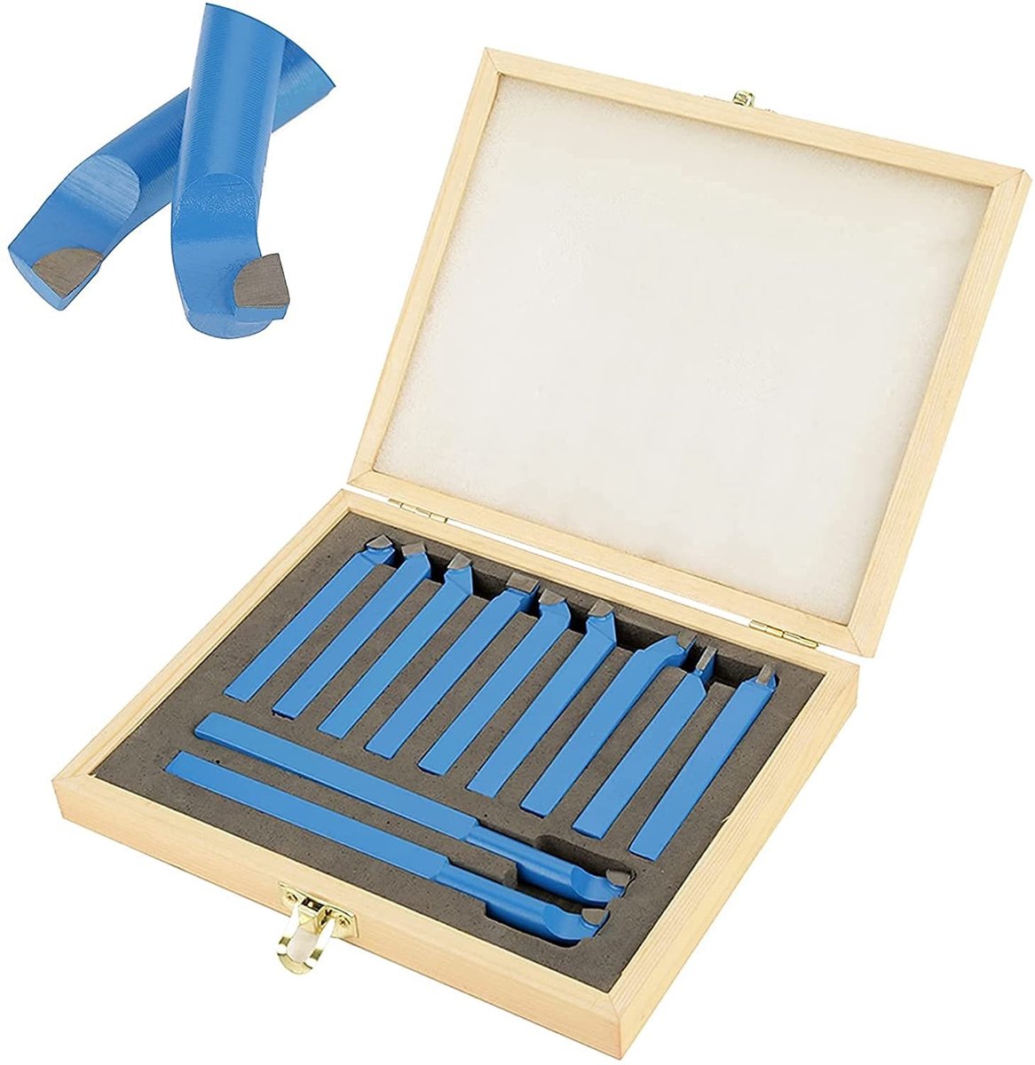Dailygoody - Set van hardmetalen draaistoelen - Draaimachinetools - Duurzaam en robuust - 11 stuks 8 x 8 mm - Snijgereedschapsset met koffer - Geschik