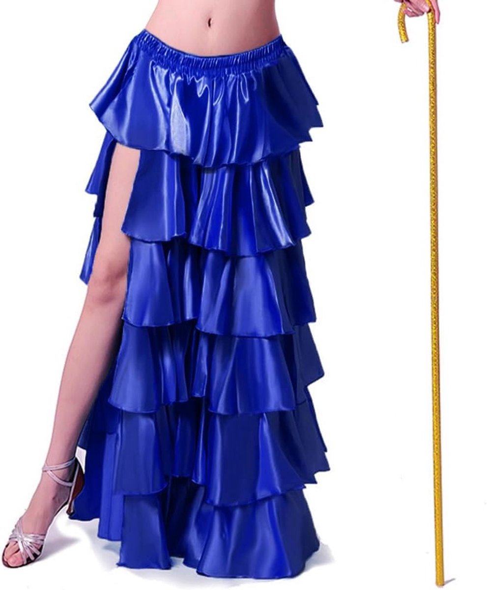 Elegante Lange Satijnen Rok voor Buikdans, Geschikt voor Volwassenen en Feestelijke Gelegenheden, Inclusief Buikdans Kostuums en Accessoires