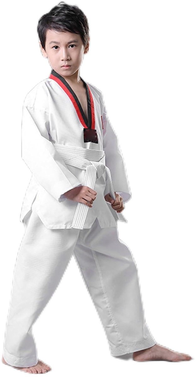 Dailygoods - Dailygoody - Taekwondo Dobok-pak - Kinderen - Ademend en comfortabel - Hoogte 136-146 cm - Trainingsuniform - Perfect voor taekwondo lessen