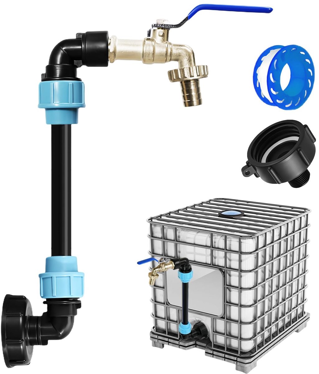 Dailygoods - Dailygoody - Duurzame Waterafvoer - IBC Gooseneck Tap - Efficiënte Regenwaterafvoer - 3/4 Inch - Geschikt voor Regenwatertanks - Betrouwbaar en Robuust