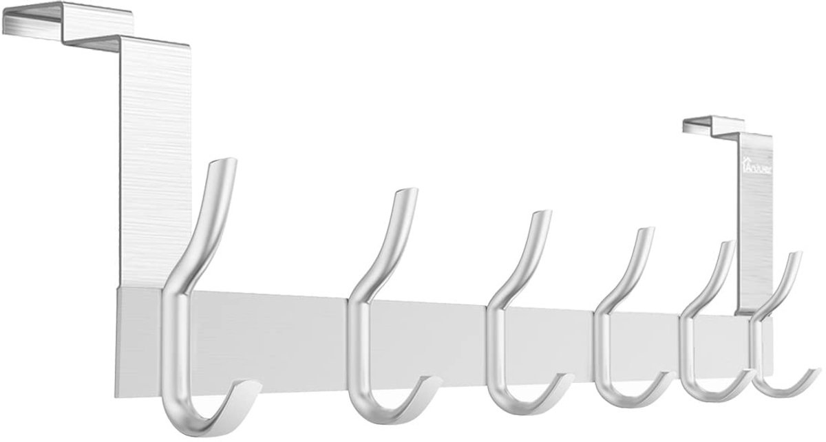 Dailygoods - Cosensi - Dailygoody - Deurhaak - 6-hoeks haak - Sterk en duurzaam - Zilver aluminium - Geschikt voor kleding - Maximale belasting 20kg - Voor binnen- en buiten