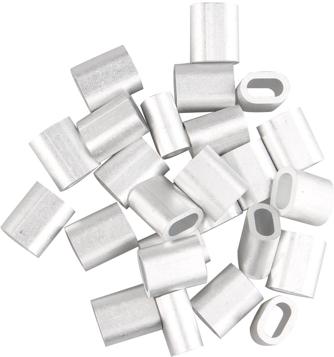 Dailygoods - Dailygoody - Aluminium Crimping Loop Mouw Clips - Ovaal Vorm - Duurzaam - Zilver - Kabelbinder - Perfect voor 5.0mm Draad - 25 Stuks