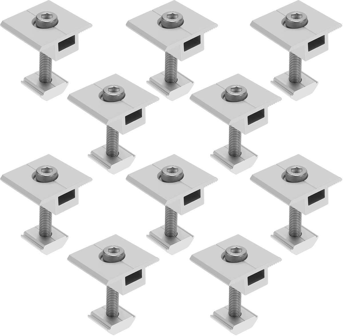 Dailygoods - Dailygoody - Zonnepaneel Centre Klemmen - Montage Clips - Aluminium Legering - Zilver - Beugels voor Platte Daken - Geschikt voor Schepen en Gara