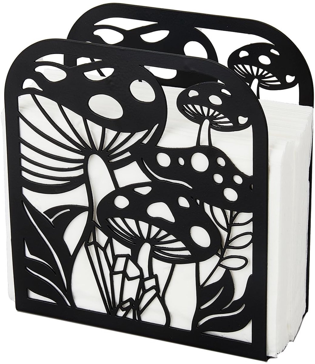 Dailygoods - Dailygoody - Servethouder - Paddenstoel - Vrijstaand - Roestvrij staal - Tafelaccessoire - Geschikt voor Keuken - Zwart
