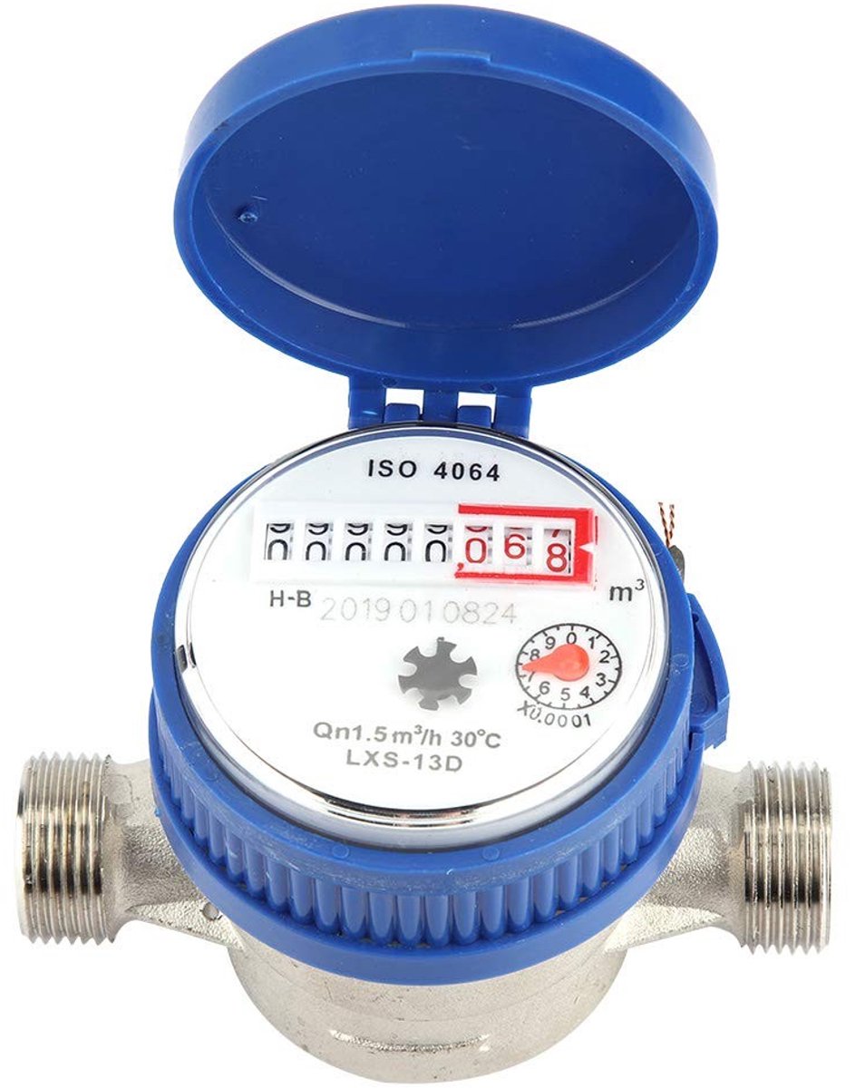 Dailygoods - Dailygoody - Koudwatermeter - 15 mm 1/2 inch - Duurzaam en corrosiebestendig - Geschikt voor huis en tuin - Met accessoires - Lange levensduur