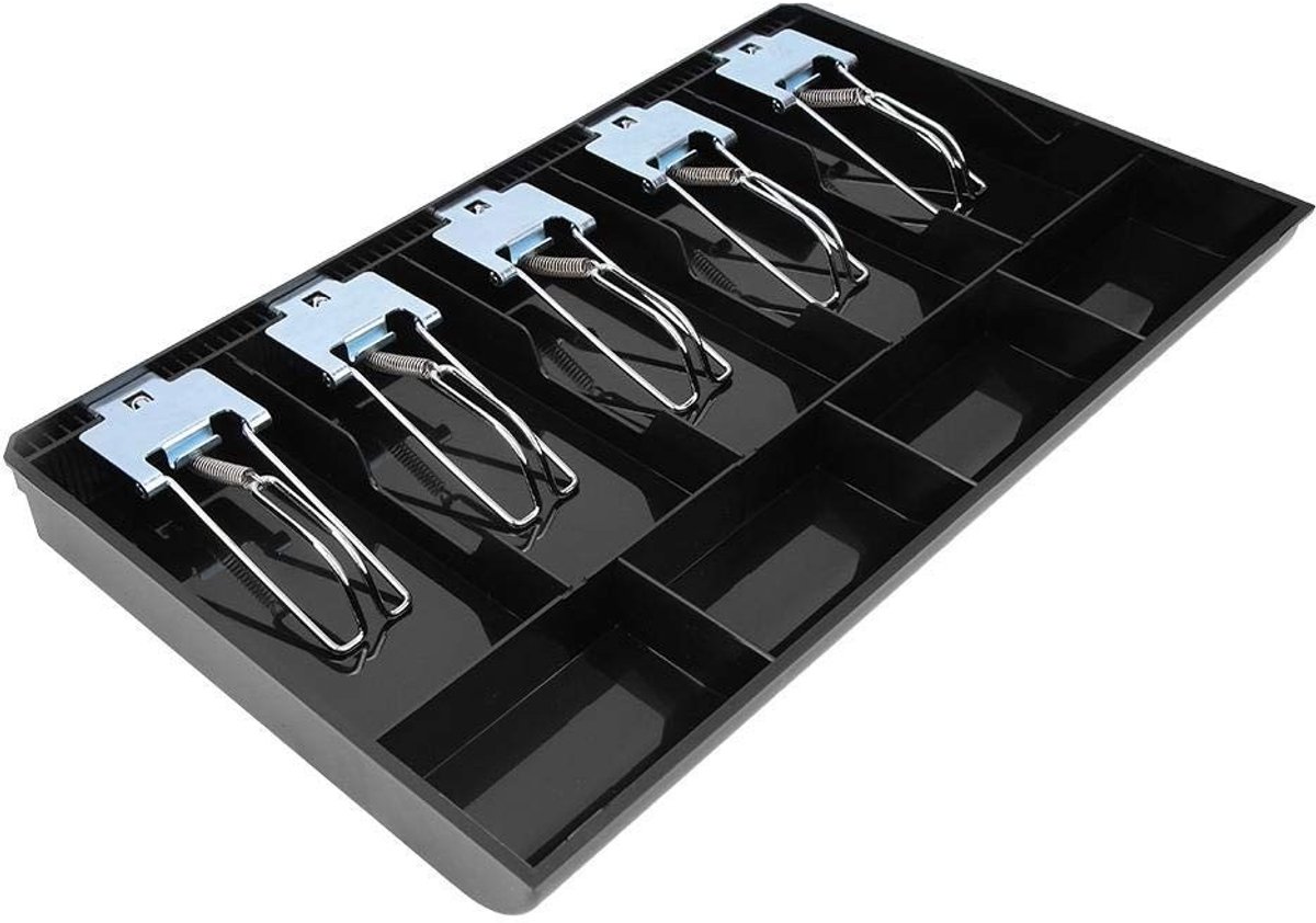 Dailygoods - Dailygoody - Kassaladeregister - Inzetbak 5 roosters - Ideaal voor supermarkten - Zwart - Praktisch en veelzijdig - Efficiënt kassabeheer - Geschikt v