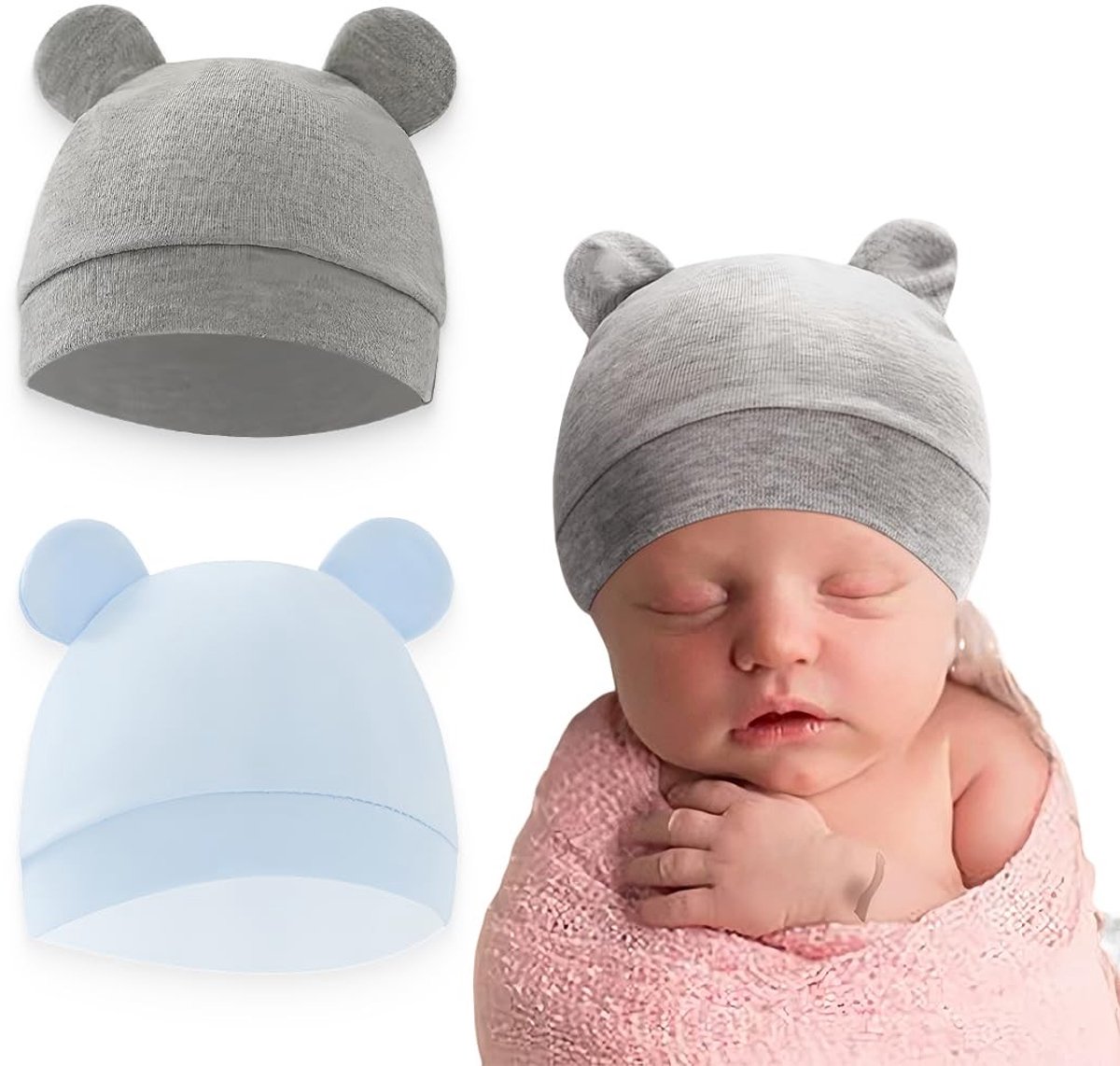 Dailygoods - Dailygoody - Babytulbandmutsen - Schattige geboortemutsen voor pasgeborenen - Zacht en comfortabel - Kindermutsen 0-6 maanden - Ideaal voor ziekenhuis...