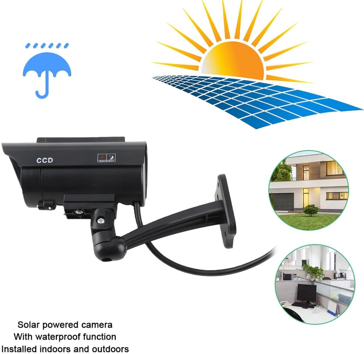 Dailygoody - Waterdichte Nep Solar Beveiligingscamera met Flitsende LED Licht - AYNEFY