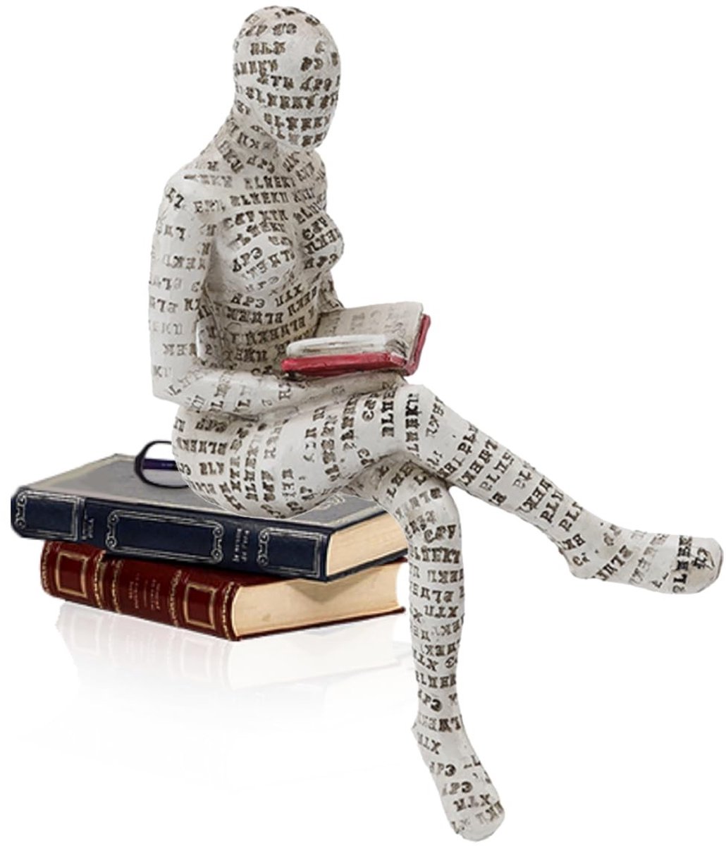 Dailygoody - Lezen Vrouw Beeldje - Decoratief Ornament - Bruin - Hars Beeldje - Innovatief Design - Geschikt voor Thuis en Kantoor - 22D x 15B x 11H c
