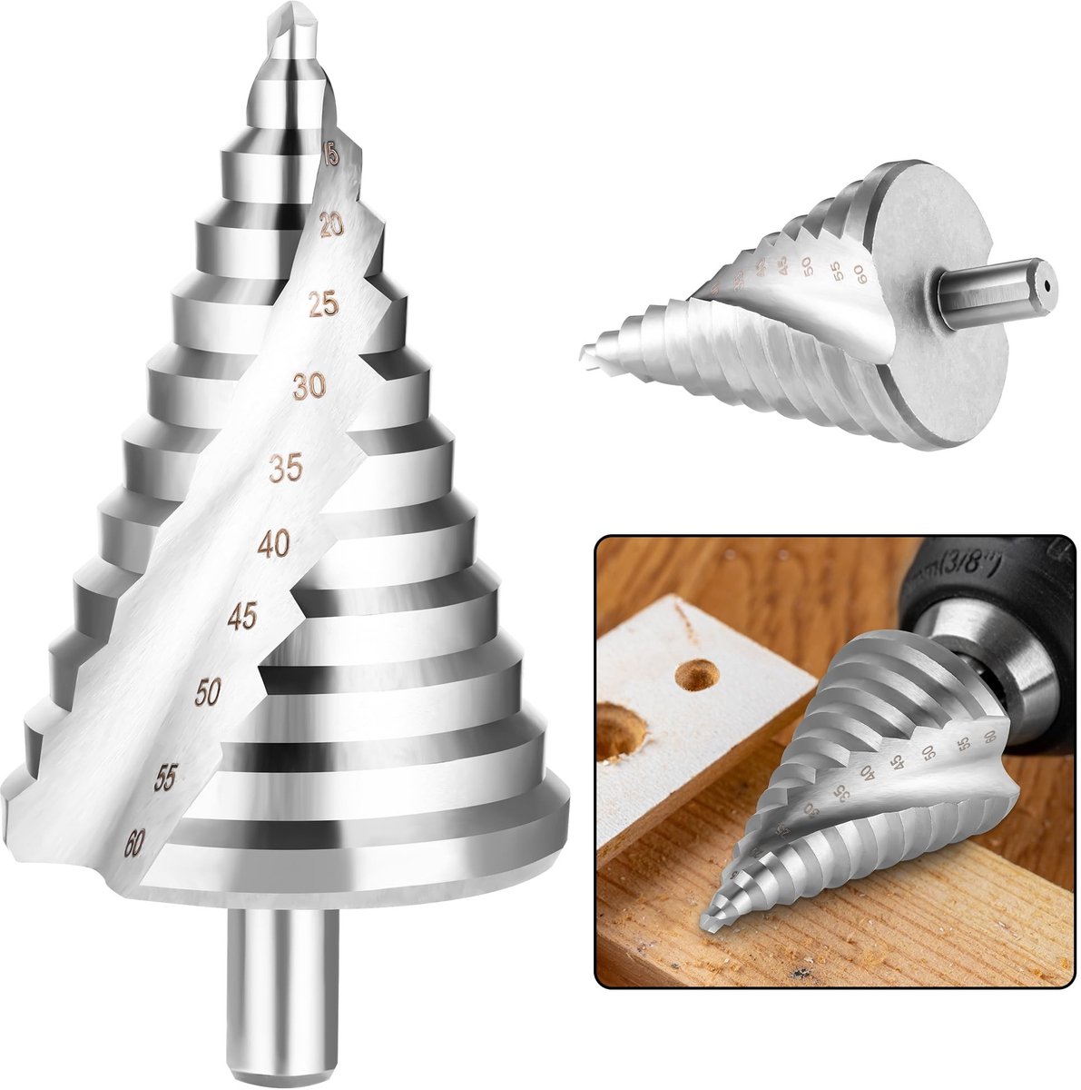 Dailygoody - Freesboor - Titanium - Perfect voor schroevendraaier - 6-60 mm - Geschikt voor metaal en hout - Conische driehoek