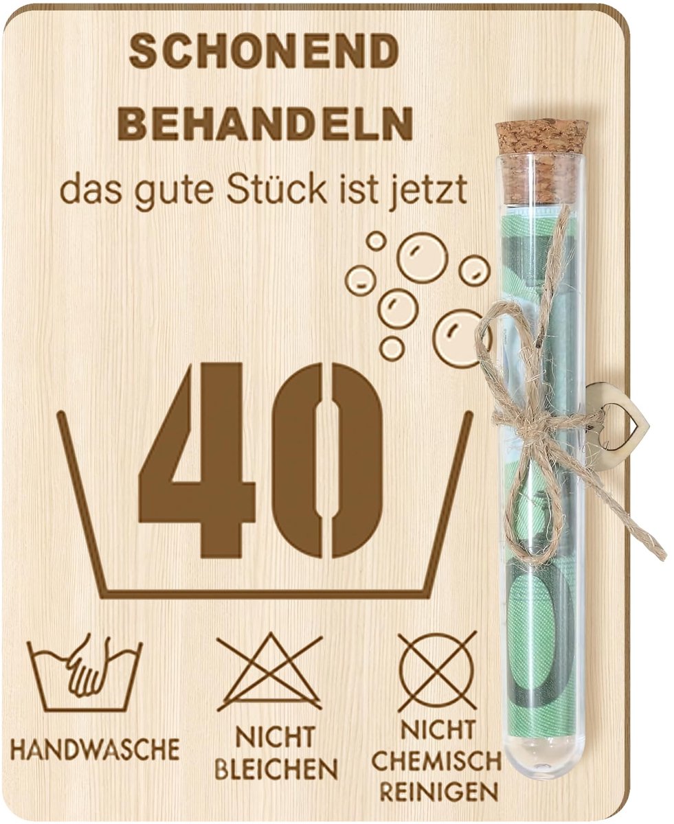 Dailygoody - Geldcadeaus verjaardag 40 - Houten cadeaus voor 40e verjaardag - Uniek en grappig - Decoratief cadeau - Voor vrienden en familie - Inclus