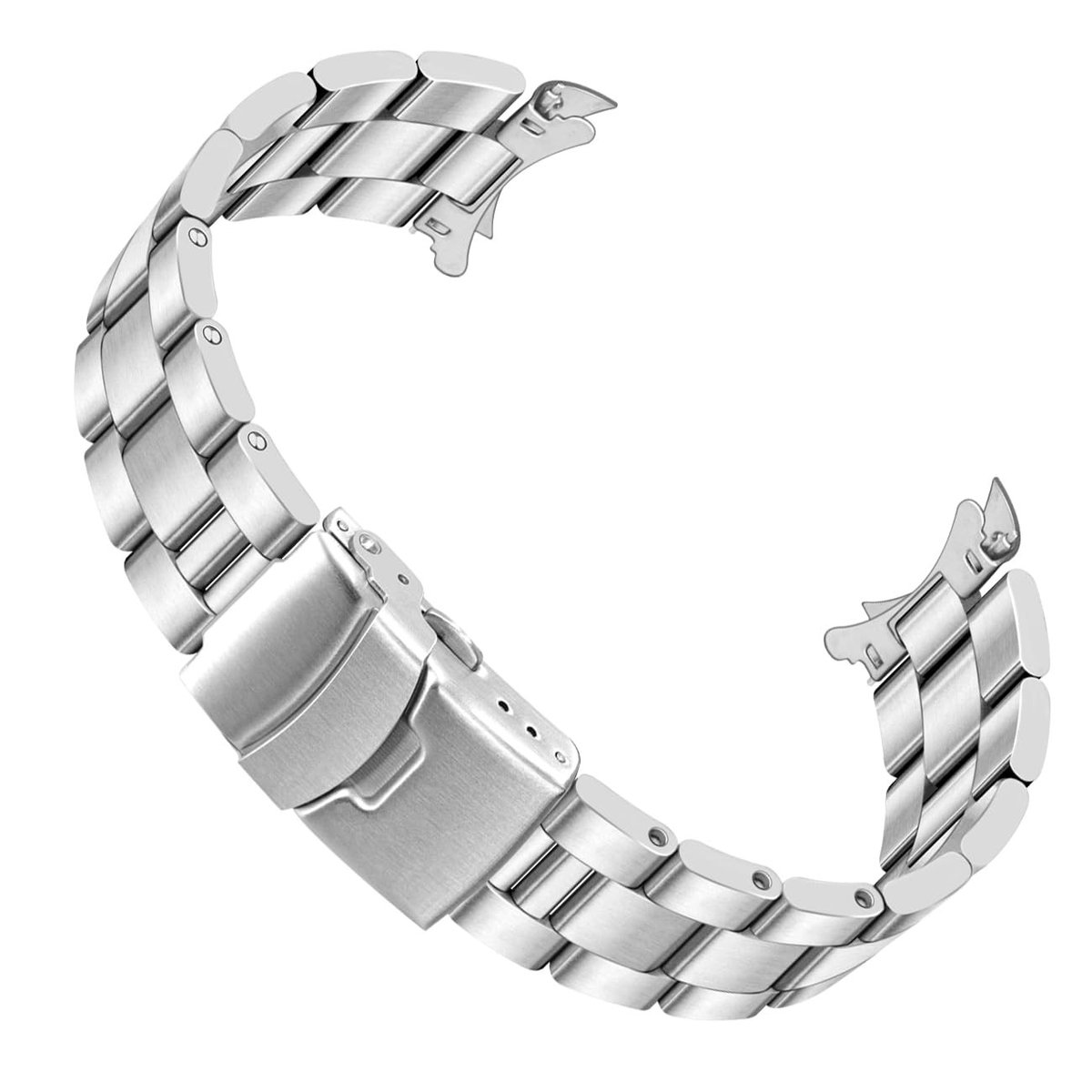 Dailygoody - OmGoods - Dailygoody - Roestvrij stalen horlogeband - Gebogen en taps toelopend - Duurzaam en stijlvol - Zilver of zwart - Metalen horlogeband - Geschikt voor u...